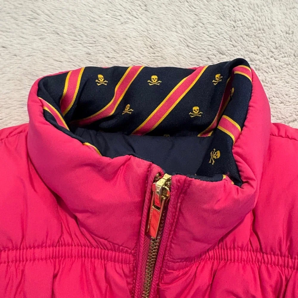 Ralph Lauren Girls Puffer Vest Reversible Down L‎ 12/14 Pink Blue Preppy Outdoor